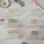 VANTO Transparent Crystal Korean Style Hair Claw Clips for Women | Glossy Non-Slip Hair Clutchers for Daily Use | Strong Hold Juda Bun Clips for Girls | Pack of6 (Size-Big)
