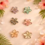 VANTO Matte Floral Hair Claw Clutcher for Women & Girls | Elegant Flower Petal Hair Clip |Casual, Party & Daily Use | Suitable for Thick & Thin Hair Styling | Pack of 3 Colors