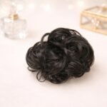 VANTO Curly Hair Bun Extension for Women | Instant Volumizing Juda Rubber Band for Party | Wedding & Daily Use | Natural Look Accessory | Messy Bun Scrunchie Big (Black) - Image 6
