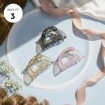 VANTO Hair Accessories Glossy Acrylic Hair Claw Clips for Women & Girls | Strong Grip Non-Slip Jaw Clamps | Transparent Juda Bun Barrettes | Pack of 3 Random Colors (Multicolor) (Size-Medium) - Image 6