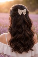 VANTO 1 Pcs Fancy Big Stone Embellished Hair Bow Clip for Women & Girls, Crystal Fancy Bow Barrette Hair Accessory, Stylish Statement Hair Clip with Secure Grip for Party, Wedding & Daily Use(Golden) - Image 5