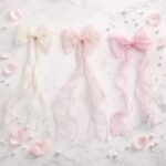 VANTO Set of 3 Bow Hair Clips for Girls | Soft Fabric Ribbon Hair Bows with Long Tail | Stylish Hair Accessories for Kids | Cute Party, Birthday & Daily Wear Hair Clips | Lightweight & Comfortable (Multicolor) - Image 2