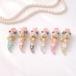 VANTO 1 Pc Floral Pearl Banana Hair Clip for Women & Girls, Elegant Rose Flower French Barrette with Decorative Stone Design, Strong Grip Curved Ponytail Holder for Thick and Fine Hair Party Use - Image 8