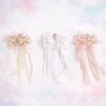 VANTO Girls Lace Bow Hair Clips with Long Ribbon Tassel | Elegant Bow Hair Accessories with Pearl & Heart Detail | Stylish Hair Pins for Girls, Kids & Toddlers | Suitable for Party, School & Daily Use | Pack of 2 (Any 2 Colors) - Image 4