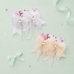 VANTO Bow Lace Hair Clip for Women & Girls, Elegant Fabric Bow Barrettes, Fashion Hair Accessory for Daily Wear, Party, School, Office, Wedding & Casual Styling, 1 Pair