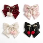 VANTO Hair Big Bow & Ruffle Scrunchies Set for Women & Girls Soft Elastic Hair Bands with Rhinestone Studded Design, Stylish Multicolor Hair Ties for Ponytail, Bun & Daily Wear Accessories, Pack of 2 - Image 5