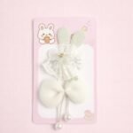 VANTO Cute Bunny Bow Hair Clips for Girls | Pearl Drop Bow Hair Accessories | Soft Fabric Rabbit Ear Hair Pins | Stylish Hair Bows for Kids, Toddlers & Girls | Party, School & Daily Use Hair Clips (Pack of 2) - Image 3