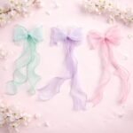 VANTO Set of 3 Bow Hair Clips for Girls | Soft Fabric Ribbon Hair Bows with Long Tail | Stylish Hair Accessories for Kids | Cute Party, Birthday & Daily Wear Hair Clips | Lightweight & Comfortable (Multicolor) - Image 6