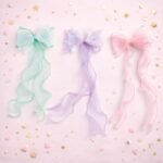 VANTO Set of 3 Bow Hair Clips for Girls | Soft Fabric Ribbon Hair Bows with Long Tail | Stylish Hair Accessories for Kids | Cute Party, Birthday & Daily Wear Hair Clips | Lightweight & Comfortable (Multicolor) - Image 7