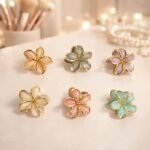 VANTO Matte Floral Hair Claw Clutcher for Women & Girls | Elegant Flower Petal Hair Clip |Casual, Party & Daily Use | Suitable for Thick & Thin Hair Styling | Pack of 3 Colors - Image 4