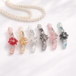 VANTO 1 Pcs Banana Small Stone Hair Clip for Women & Girls | Floral Crystal Hair Barrette | Elegant Rhinestone Banana Clip | Stylish Hair Accessories for Party, Casual & Daily Wear | Multicolor - Image 3