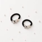 VANTO Crystal Butterfly Hair Bands for Women & Girls (Pack of 2) | Black Elastic Hair Ties with Pearl & Rhinestone Butterfly Charm | Stylish Ponytail Holder Rubber Band - Image 4