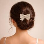 VANTO 1 Pcs Fancy Big Stone Embellished Hair Bow Clip for Women & Girls, Crystal Fancy Bow Barrette Hair Accessory, Stylish Statement Hair Clip with Secure Grip for Party, Wedding & Daily Use(Golden) - Image 6