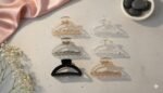VANTO D Shape Hair Claw Clips for Women & Girls | Transparent Crystal Acrylic Hair Clutchers | Korean Style Hair Accessories Set for Thick & Thin Hair Barrettes for Bun, Pack of 3 (Size-Big)