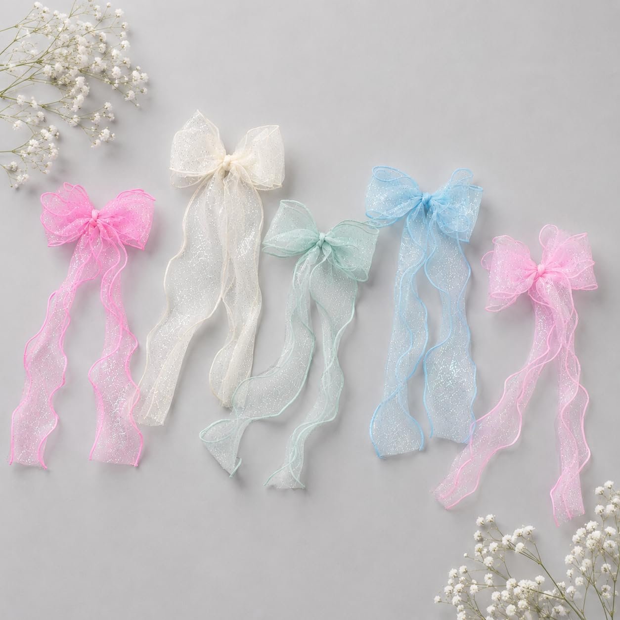 617vC1YTF9L.jpg VANTO Long Tail Organza Bow Hair Clip for Women & Girls | Elegant Sheer Ribbon Bow Barrette Hair Accessory | Lightweight Hair Clip for Parties, Weddings, Daily Wear & Casual Styling | Pack of 1 - Image 1