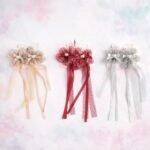 VANTO Girls Lace Bow Hair Clips with Long Ribbon Tassel | Elegant Bow Hair Accessories with Pearl & Heart Detail | Stylish Hair Pins for Girls, Kids & Toddlers | Suitable for Party, School & Daily Use | Pack of 2 (Any 2 Colors) - Image 3