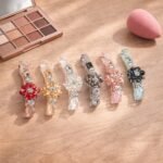 VANTO 1 Pcs Banana Small Stone Hair Clip for Women & Girls | Floral Crystal Hair Barrette | Elegant Rhinestone Banana Clip | Stylish Hair Accessories for Party, Casual & Daily Wear | Multicolor - Image 6