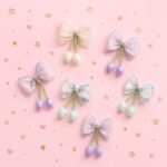 VANTO Tulip Bow Hair Clip for Women & Girls | Organza Fabric Bow Barrette with Floral Drop Design | Lightweight Hair Accessory for Party, Casual, Wedding & Everyday Styling | Pack of 2 - Image 2