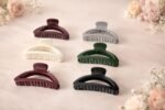 VANTO D Shape Acrylic Hair Claw Clips for Women & Girls | Transparent Korean Style Hair Clutchers for Thick & Thin Hair | Strong Grip for Bun & Ponytail | Set of 3 (Size-Big) - Image 4