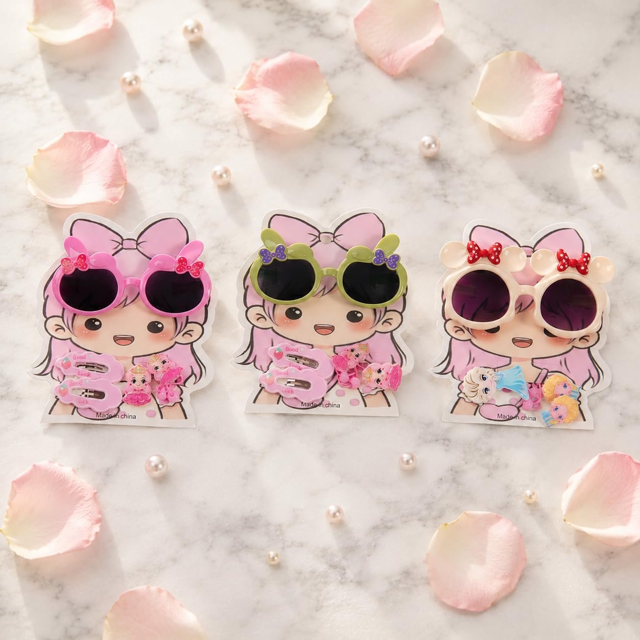 61DICIm4SzL.jpg VANTO Kids Hair Accessories Combo Set for Girls Cute Sunglasses Hair Clips and Cartoon Hair Pins Fashion Styling Accessories for Daily Wear Parties Travel and Gifting Pack of 1 - Image 1