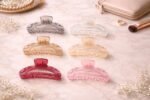 VANTO D Shape Hair Clutchers for Women & Girls | Transparent Crystal Hair Clips | Korean Style Hair Accessories Set for Thick & Thin Hair Style Hair Barrettes for Juda,Pack of 3 (Size-Big) - Image 4