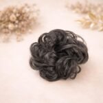 VANTO Curly Hair Bun Extension for Women | Instant Volumizing Juda Rubber Band for Party, Wedding & Daily Use | Natural Look Accessory | Messy Bun Scrunchie Small (Black)