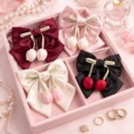 VANTO Hair Big Bow & Ruffle Scrunchies Set for Women & Girls Soft Elastic Hair Bands with Rhinestone Studded Design, Stylish Multicolor Hair Ties for Ponytail, Bun & Daily Wear Accessories, Pack of 2 - Image 3
