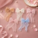 VANTO Organza Bow Hair Clip for Women & Girls | Elegant Sheer Ribbon Bow Barrette Hair Accessory | Lightweight Hair Clutcher for Daily Wear, Parties, Weddings & Casual Styling | Pack of 2