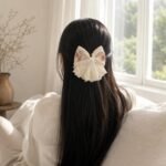 VANTO Lace Bow Hair Clip for Women & Girls, Elegant Fabric Bow Barrette Hair Accessory, Lightweight Hair Clutcher for Daily Wear, Parties, Weddings, Casual Styling, Pack of 1 - Image 3