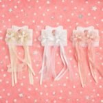 VANTO Girls Lace Bow Hair Clips with Long Ribbon Tassel | Elegant Bow Hair Accessories with Pearl & Heart Detail | Stylish Hair Pins for Girls, Kids & Toddlers | Suitable for Party, School & Daily Use | Pack of 2 (Any 2 Colors) - Image 6