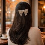 VANTO 1 Pcs Fancy Stone Bow Embellished Hair Bow Clip for Women & Girls, Crystal Fancy Bow Barrette Hair Accessory, Stylish Statement Hair Clip with Secure Grip for Party, Wedding & Daily Use - Image 6