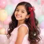 VANTO Girls Lace Bow Hair Clips with Long Ribbon Tassel | Elegant Bow Hair Accessories with Pearl & Heart Detail | Stylish Hair Pins for Girls, Kids & Toddlers | Suitable for Party, School & Daily Use | Pack of 2 (Any 2 Colors) - Image 2