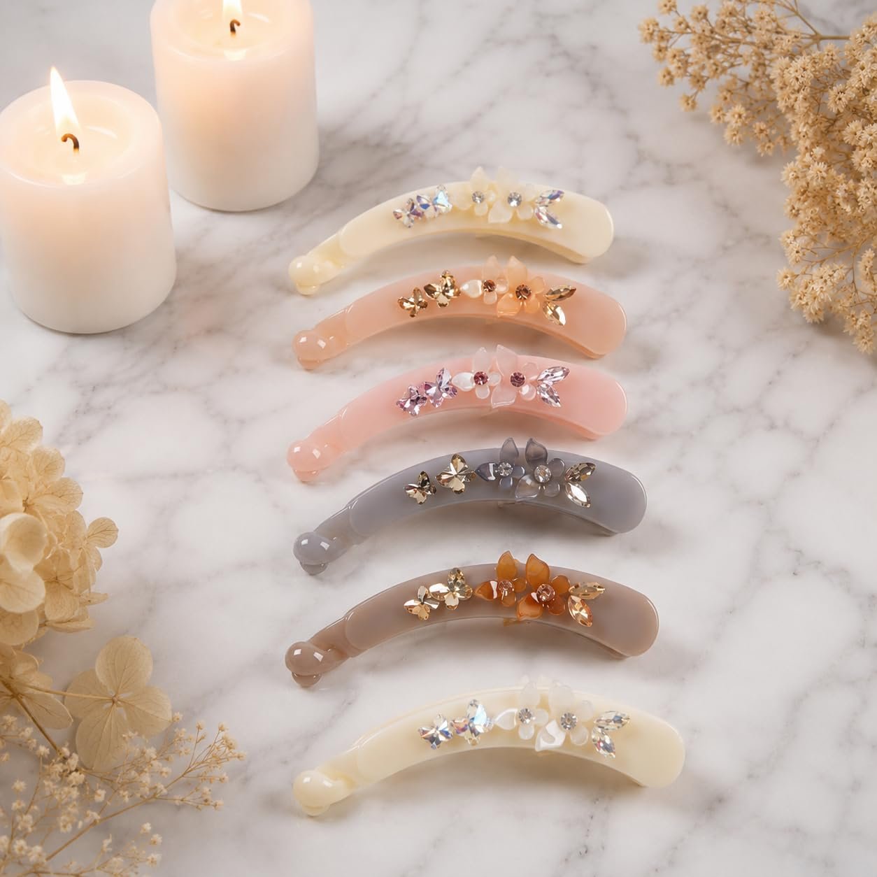 61dJQKxVdL.jpg VANTO Fancy Banana Hair Clip for Women & Girls | Floral Crystal Hair Barrette | Elegant Acrylic Banana Clip for Thick & Thin Hair | Stylish Hair Accessory for Daily Wear, Parties & Weddings | Pack of 1( Multicolor ) - Image 1