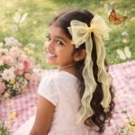VANTO Set of 3 Bow Hair Clips for Girls | Soft Fabric Ribbon Hair Bows with Long Tail | Stylish Hair Accessories for Kids | Cute Party, Birthday & Daily Wear Hair Clips | Lightweight & Comfortable (Multicolor) - Image 4