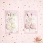 VANTO Cute Bunny Bow Hair Clips for Girls | Pearl Drop Bow Hair Accessories | Soft Fabric Rabbit Ear Hair Pins | Stylish Hair Bows for Kids, Toddlers & Girls | Party, School & Daily Use Hair Clips (Pack of 2) - Image 5