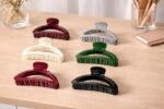 VANTO D Shape Acrylic Hair Claw Clips for Women & Girls | Transparent Korean Style Hair Clutchers for Thick & Thin Hair | Strong Grip for Bun & Ponytail | Set of 3 (Size-Big) - Image 2
