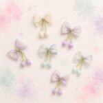 VANTO Tulip Bow Hair Clip for Women & Girls | Organza Fabric Bow Barrette with Floral Drop Design | Lightweight Hair Accessory for Party, Casual, Wedding & Everyday Styling | Pack of 2
