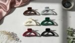 VANTO D Shape Acrylic Hair Claw Clips for Women & Girls | Transparent Korean Style Hair Clutchers for Thick & Thin Hair | Strong Grip for Bun & Ponytail | Set of 3 (Size-Big)