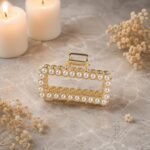 VANTO Pearl Rectangle Metal Hair Clutcher Clip for Women & Girls | Gold Finish Geometric Hair Claw Clip | Elegant Hair Accessory with Strong Grip for Daily Wear, Office, Party & Casual Styling | Pack of 1 - Image 3
