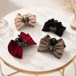 VANTO Elegant Bow Hair Claw Clip for Women and Girls | Decorative Satin Bow Clutcher with Rhinestone Accent | Fashion Hair Accessory for Party, Office, Wedding and Everyday Styling(Pack of 1) - Image 5