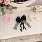 VANTO Bow Frill Hair Clips Pack of 3 for Women and Girls | Decorative Fabric Bow Hair Accessories | Lightweight Hair Clutcher Clips for Daily Wear, Casual Outings, Parties and Styling - Image 3