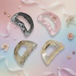VANTO Glossy Acrylic Hair Claw Clips | Strong Hold Non-Slip Jaw Clips for Women & Girls | Transparent Barrettes for Juda Bun & Daily Styling | Multicolor Pack of 4 (Size-Medium)