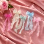 VANTO Long Tail Organza Bow Hair Clip for Women & Girls | Elegant Sheer Ribbon Bow Barrette Hair Accessory | Lightweight Hair Clip for Parties, Weddings, Daily Wear & Casual Styling | Pack of 1 - Image 3