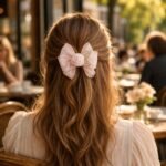 VANTO Floral Organza Bow Hair Clip for Women & Girls | Elegant Rose Bow Barrette Hair Accessory | Lightweight Hair Clutcher for Daily Wear, Parties, Weddings & Casual Styling | Pack of 1 - Image 5