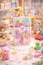 VANTO Pastel Elastic Hair Bands Set for Girls & Women with Storage Box | Soft Stretchable Ponytail Holders Multicolor No Crease Hair Ties | Cute Daily Use Hair Accessories Pack for School & Office ( Multiple pcs ) - Image 4