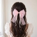VANTO Bow Frill Hair Clips Pack of 3 for Women and Girls | Decorative Fabric Bow Hair Accessories | Lightweight Hair Clutcher Clips for Daily Wear, Casual Outings, Parties and Styling - Image 2