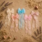 VANTO Butterfly Lace Bow Hair Clip for Women and Girls Elegant Organza Fabric Bow Barrette Hair Accessory Lightweight Hair Clutcher for Daily Wear Parties Weddings Casual Styling Pack of 2