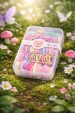 VANTO Pastel Elastic Hair Bands Set for Girls & Women with Storage Box | Soft Stretchable Ponytail Holders Multicolor No Crease Hair Ties | Cute Daily Use Hair Accessories Pack for School & Office ( Multiple pcs ) - Image 3