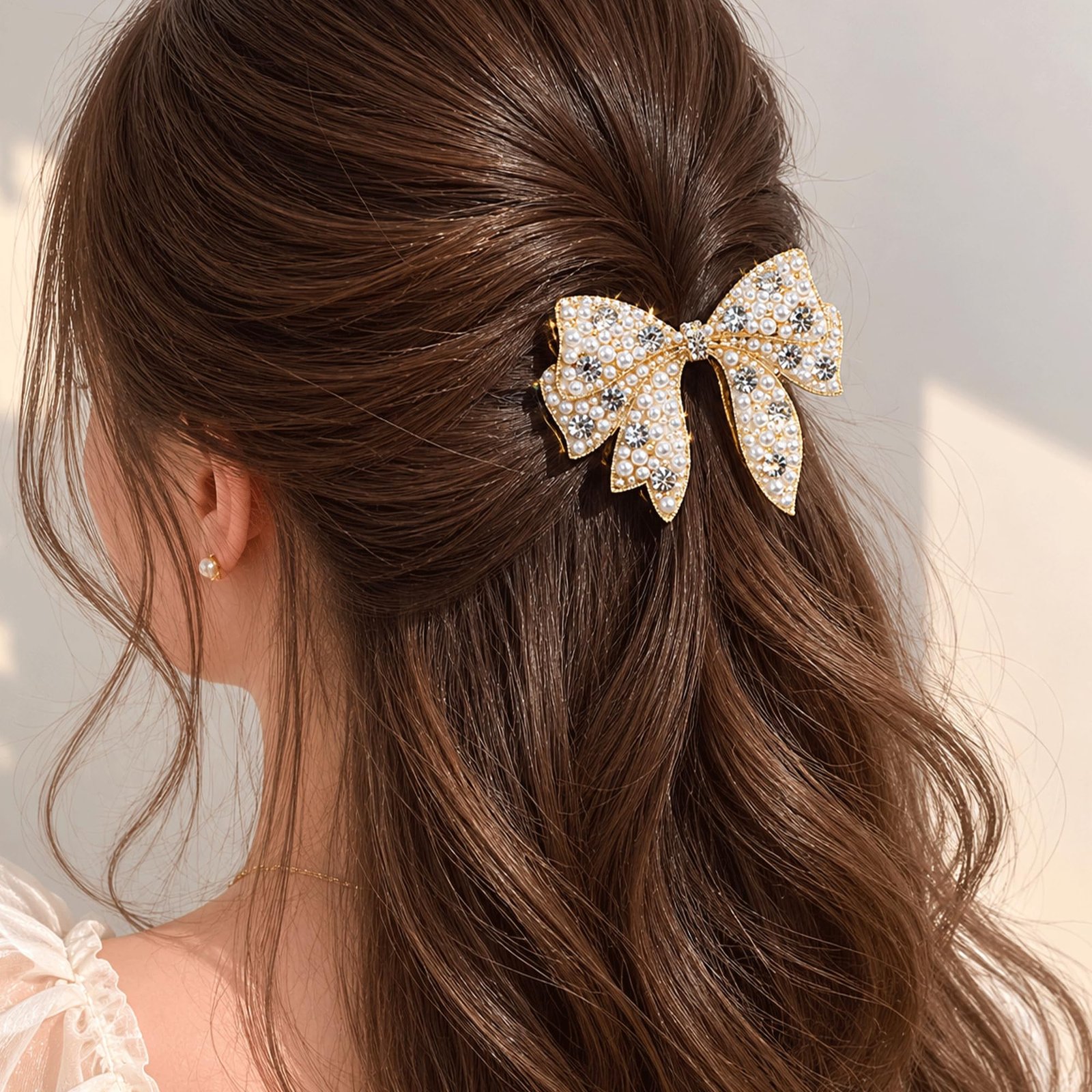 812SxsviX0L.jpg VANTO Metal Bow Clutcher Hair Clip for Women & Girls, Elegant Bow Design Hair Claw Clip, Strong Hold Hair Accessory for Daily Wear, Party, Office and Casual Styling, Pack of 1 - Image 1