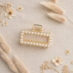VANTO Pearl Rectangle Metal Hair Clutcher Clip for Women & Girls | Gold Finish Geometric Hair Claw Clip | Elegant Hair Accessory with Strong Grip for Daily Wear, Office, Party & Casual Styling | Pack of 1 - Image 2